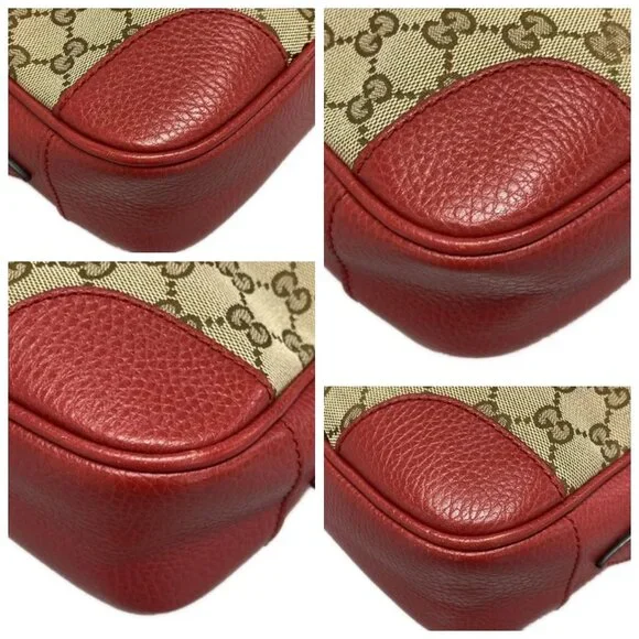 GUCCI Bree/GG Beige Dark Brown Red Jacquard Leather - Shoulder Bag 506-060625